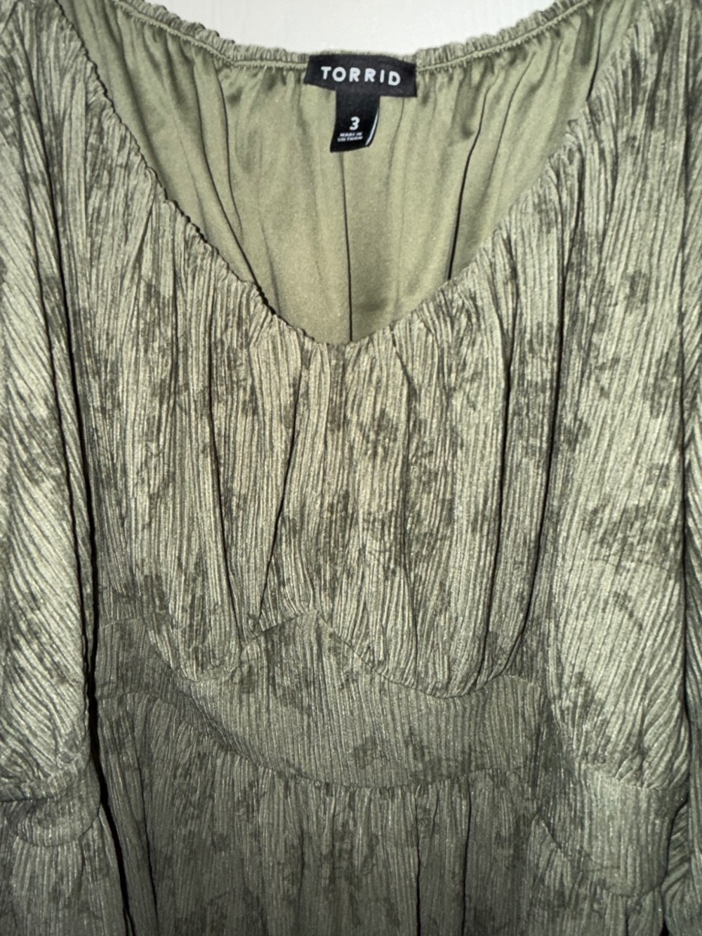 Torrid Size 3, olive green baby doll top